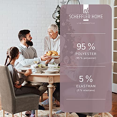 SCHEFFLER-Home Fundas Sillas de Comedor Elásticas Puma Velvet – Set de 6 Elegantes Fundas Sillas Ajustables – Fundas para Sillas en Terciopelo con Banda Elástica, Piedra-Beige