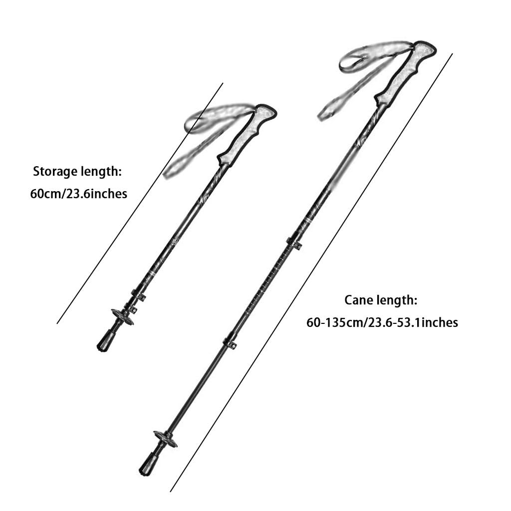 2er-Pack Carbonfaser-Trekkingstöcke, Einziehbare, Verstellbare Nordic-Walking-Stöcke, Mit Verstellbarer Handschlaufe, Für Damen Und Herren(Black Color)