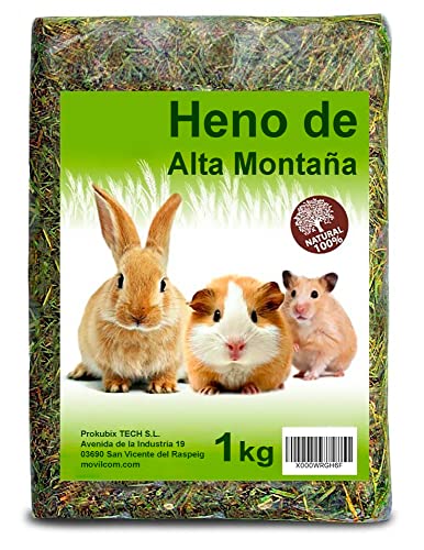 MovilCom - Heno de Alta montaña para Hamster heno Natural para Mascotas pequeñas heno con Hierbas 1kg