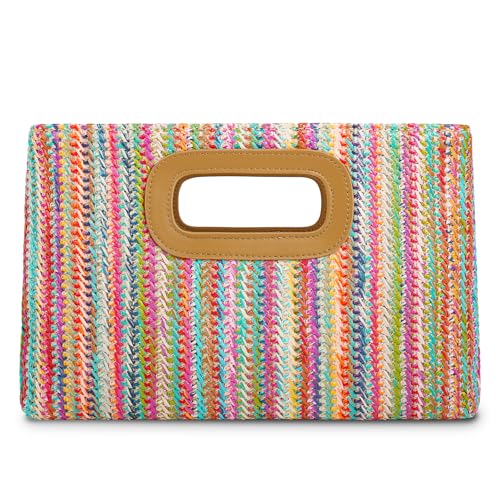 Top Handle Straw Clutch Handbags for Women, Summer Shoulder Crossbody Bag Raffia Evening Bag Woven...