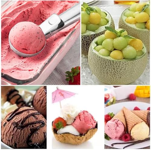 Image of Sakoraware Stainless Steel Easy Trigger Icecream Scoop |ice Cream Spoon | Large Size Multifunctional Durable| Smooth Trigger for Effortless Scooping of Ice Cream Sorbet - 1 Piece Silver Color