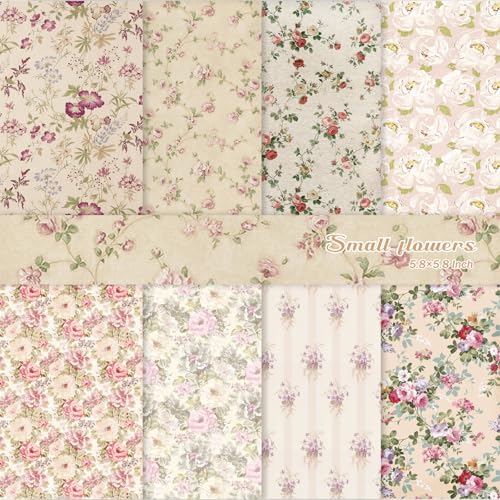PRSTINCOL Scrapbook Paper,16 Sheets 5.8x5.8 Inch Vintage Floral Style Scrapbook Supplies,Single-Sided Vivid Origami Decoupage Paper for DIY Crafts, Card Making, Art Journaling