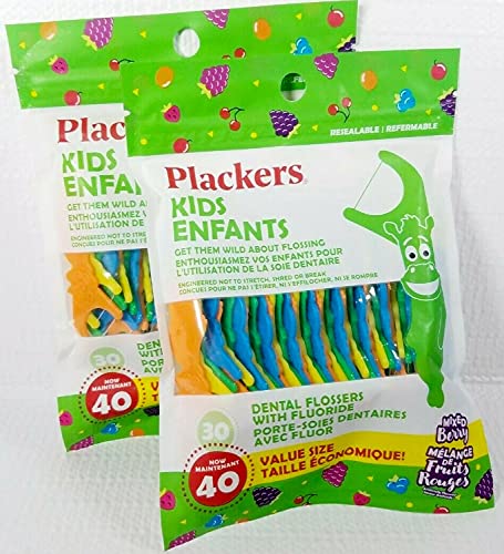 Plackers Kids Mixed Berry Dental Flossers Two 40 Count Packs #TOP1