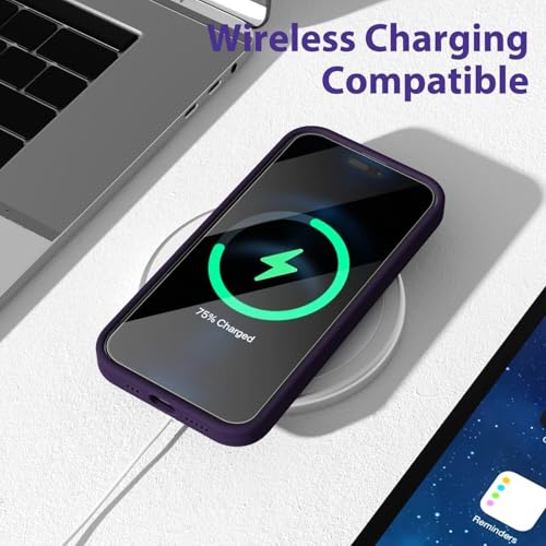 Image of mobistyle Designed for iPhone 14 Pro | Liquid Silicone Slim Camera Protective | Microfiber Lining Phone Back Cover Case for iPhone 14 Pro (Deep Purple)