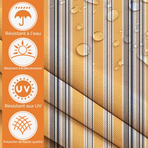 Store de balcon sans perçage 200cm réglable extérieur jaune bleu imperméable - 6