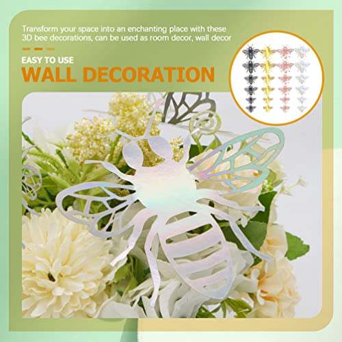 Toddmomy 48Pcs 3D Bee Wall Decor Bumblebee Party Decorations Cake Decorations Removable Stickers Wall Decor Room Mural Metallic Kids Bedroom Nursery Classroom Wedding Decor Birthday Decor Paper #TOP6