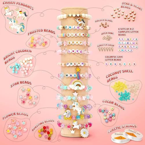 Image of Hudux Clay Beads for Bracelet Making Kit, Heishi Bead for Jewelry Making, Friendship Bracelet Kit, Spacer Beads for Adult Necklace Earring DIY (Unicorn)