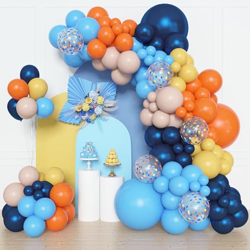 Amandir 153pcs Blue Orange Balloon Garland Arch Kit, Different Si...