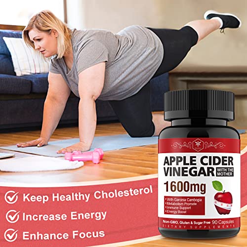 Garcinia Cambogia Extract Capsules, Apple Cider Vinegar Capsules With Mother, High Potency - For Energy Levels, Improves Immunity, Boosts Metabolism, Vegan, Non-Gmo, Gluten & Sugar Free, 90 Capsules #TOP4