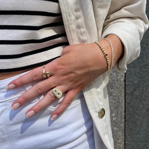 Aojun 14K Gold Filled Chunky Open Stackable Rings for Women | Bold Statement Ring Band Gold Rings for Women3