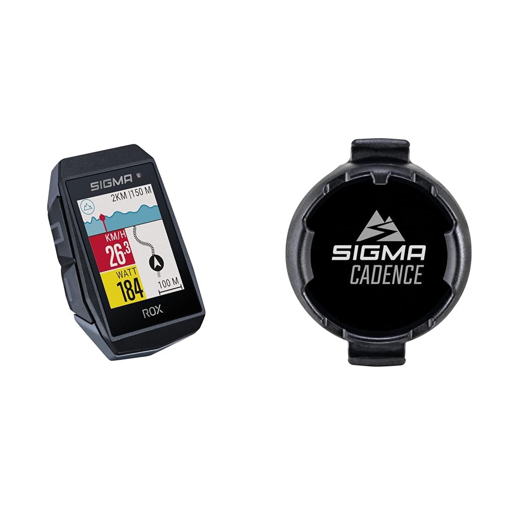 SIGMA SPORT ROX 11.1 EVO Black | Fahrradcomputer kabellos GPS & Navigation & Elektro Sigma Elektro Unisex – Erwachsene Duo Magnetless Trittfrequenzsender, Mehrfarbig, Einheitsgröße