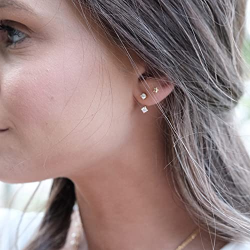 Sterling Silver Double CZ Ear Jacket Front Back Earrings2