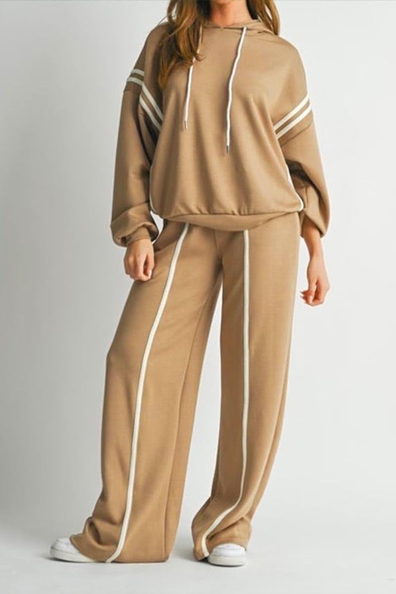 knowfashionstyle Women 2 Piece Outfits Fall Casual Sweatsuit Long Sleeve Drawstring Hoodies Wide Leg Sweatpants Set Tracksuit - Image 5