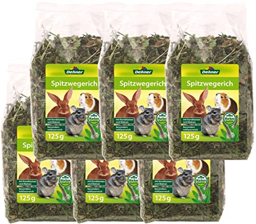 Dehner Nagersnack, Spitzwegerich rohfaserreich, für Zwergkaninchen / Nager, 6 x 125 g (750 g)