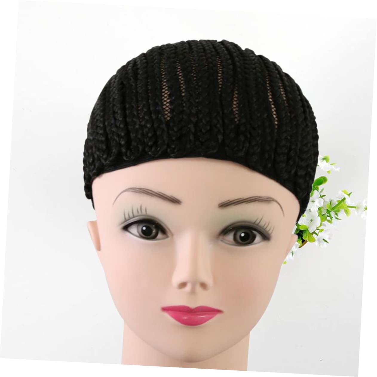 3 Piezas gorras para hacer pelucas casquillo de la peluca de cornrow gorras de peluca trenzada para crochet peluca de wig cap gorro para pelucas agujas de ganchillo Black