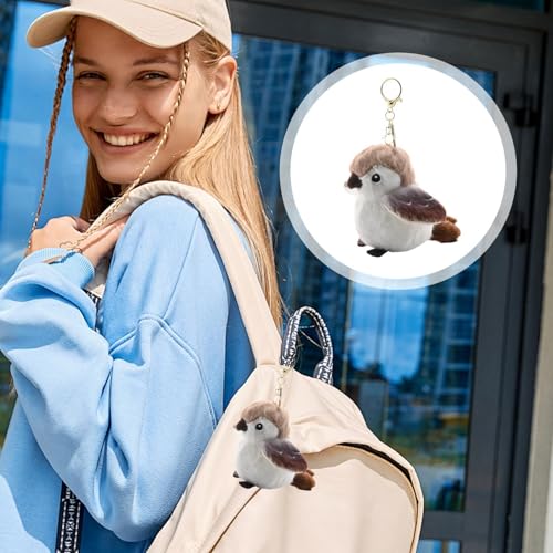 LearnLyrics Kuscheltier-Schlüsselanhänger, Süßes Vogelspielzeug - Realistischer Plüsch-Spatz-Schlüsselanhänger,Gefüllte Vogelspielzeuge, Tragbares Geldbörsenzubehör Für Schultaschen