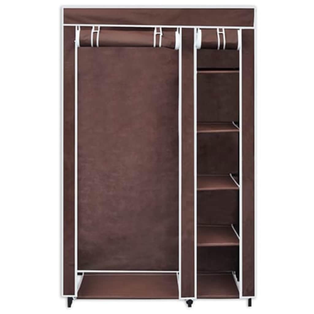 Hothingwell Kleiderschrank, Stoff, 2 Stück, Braun, faltbar | Stahlrohre, strapazierfähiges Fleece, staubdicht, für Keller, Schlafzimmer, Camping