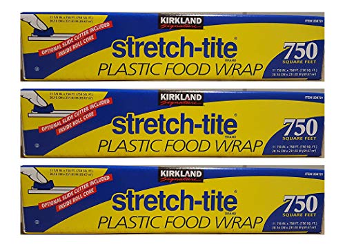 KIRKLAND SIGNATURE Stretch Tite Plastic Food Wrap uZzDke 3 Packs (750 Sq ft Food Wrap)