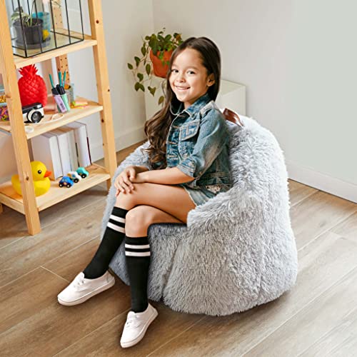 MERIDIA Puff Salon Infantil y Gamer con Relleno Incluido | Beanbag Moderno para Exterior, Sentarse XXL, Color Gris, Niños Sillones Originales