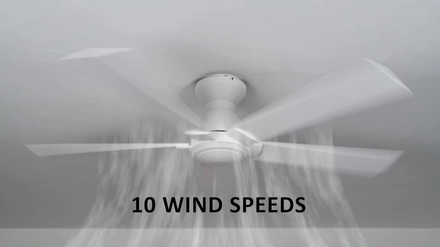 SMAFAN 52 Inch Flush Mount Ceiling Fan without Lights, White Ceiling Fan with Remote Low Profile, 10-Speed Reversible DC Motor, 5 Dual Finish Blades, Indoor for Bedroom