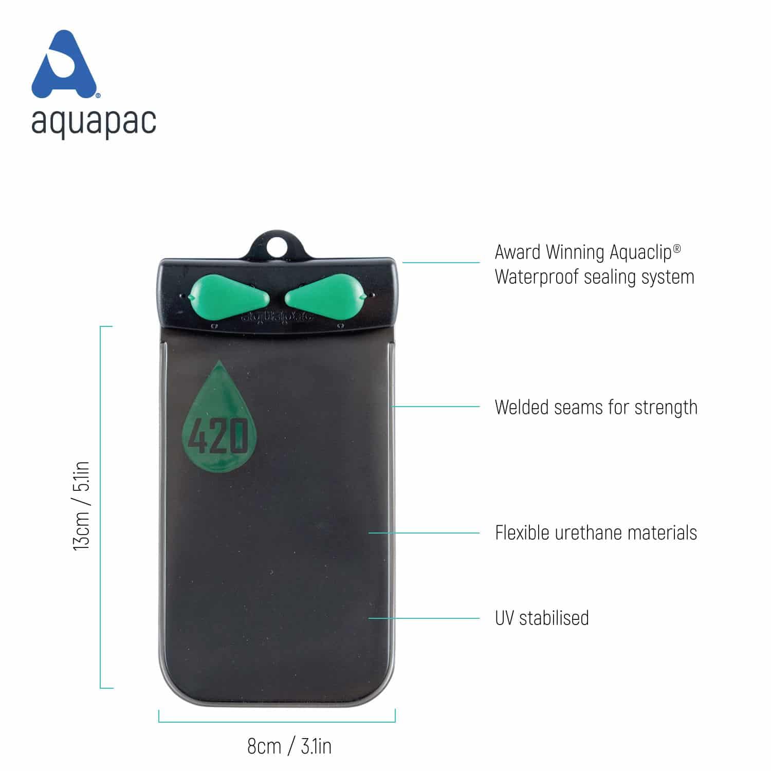 Aquapac Bolsa impermeable, fabricada en el Reino Unido, con cordón de transporte, esencial para viajes, respetuosa con el medio ambiente, deportes acuáticos, senderismo, ciclismo de montaña, accesorio