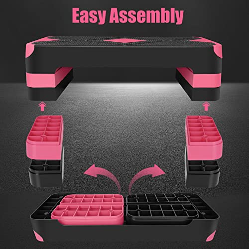 Haokang Adjustabl Aerobic Stepper Fitness Step Platform Health Workout For Sports Training Black-Red #TOP4