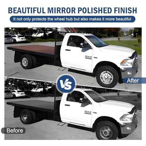 Image of hightall 17 Wheel Simulators, 17 inch 8 Lug 5 Hand Holes Stainless Steel Hubcaps,Polished Surface,2Pcs Front Wheel /2Pcs Rear Wheel,Bolts On Wheel Cover Set Compatible with 2003-2018 Dodge Ram 3500