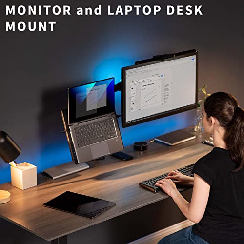VIVO Black Fully Adjustable 13 to 32 inch Single Computer Monitor and Laptop Desk Mount Combo, Stand with Grommet Option, Fits up to 17 inch Laptops (STAND-V002C) - Cosy Home Interiors VIVO Black Fully Adjustable 13 to 32 inch Single Computer Monitor and Laptop Desk Mount Combo, Stand with Grommet Option, Fits up to 17 inch Laptops (STAND-V002C) - Image 2