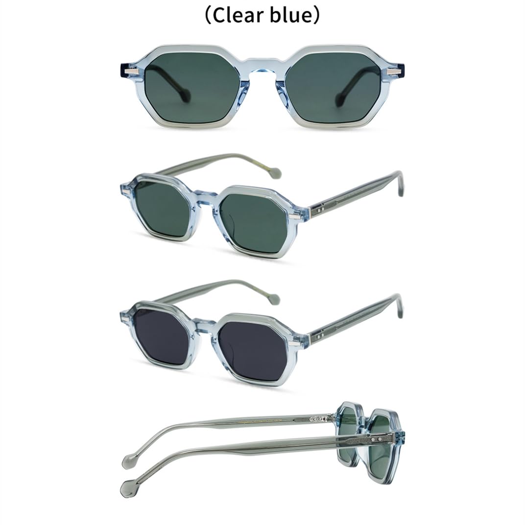 Occhiali da sole retrò alla moda con montatura piccola in acetato effetto chicco di riso e protezione UV400 per attività all'aperto.