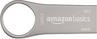 Amazon Basics 64 GB USB 3.0 Pen Drive | Flash Drive | Read Speed Upto 120 MB/s | with Key Ring | Metallic (Silver)