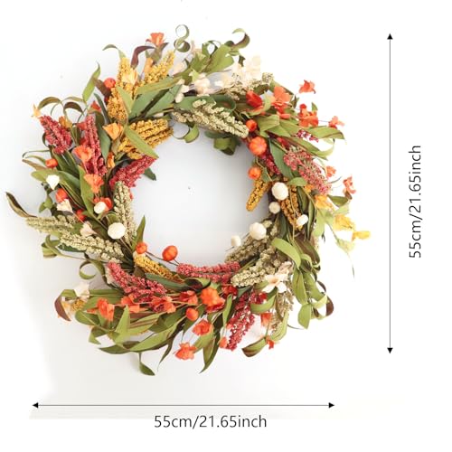 22 Inches Farmhouse Style Plastic Simulation Fall Wreaths for Daily Autumn - image 2