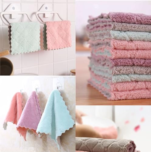Image of 20 Pack Kitchen Cloth, Microfiber Dish Towels Washcloths, Super Absorbent Coral Velvet Dishtowels, Premium Cleaning Cloths,Non-Stick Oil Quick Dry Dish Towels, Soft Tea Towel, Table Cleaning Cloths.
