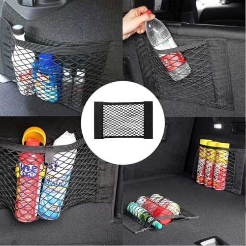 4 Stücke Kofferraum Netztasche Auto, Gepäcknetz Auto, Universal Kofferraumnetz Schutznetz Elastisch Kofferraum Aufbewahrung Netz Mit Klettverschluss für Autos/SUV Kofferraum Gepäcknetz