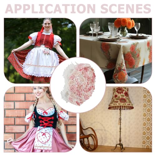 Dentelle brodée fleurs roses MAYJOYDIY haute précision pour customisation