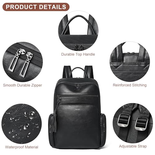 Mochila para portátil Shrrie para mujer Negro miniatura 6