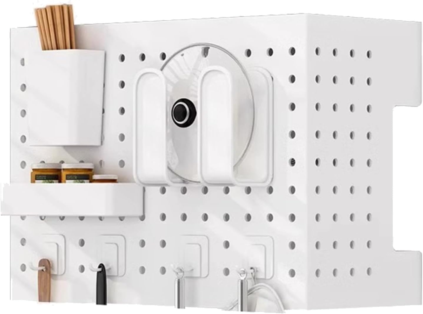 Kitchen Pegboard Organizer Kit, Water Heater Pipeline Decorative Blocking Plate, No-Punch Storage Rack Display Panel, Home Craft Room Garage Office Bathroom Shielding Cover(40x17x30CM)