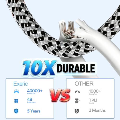 Exeric USB C to USB C Cable 60W Fast Charging Nylon Braided 3PACK 6FT - image 6