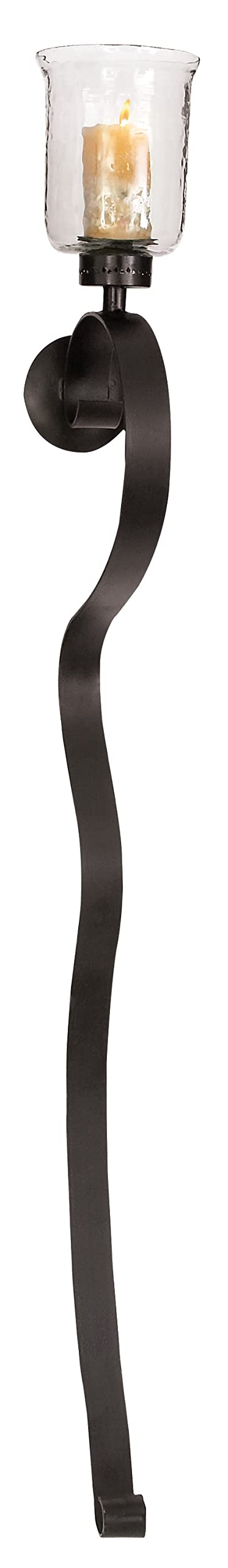 deco 79 metal scroll handmade pillar wall sconce, 10" x 7" x 63", black incomplete 