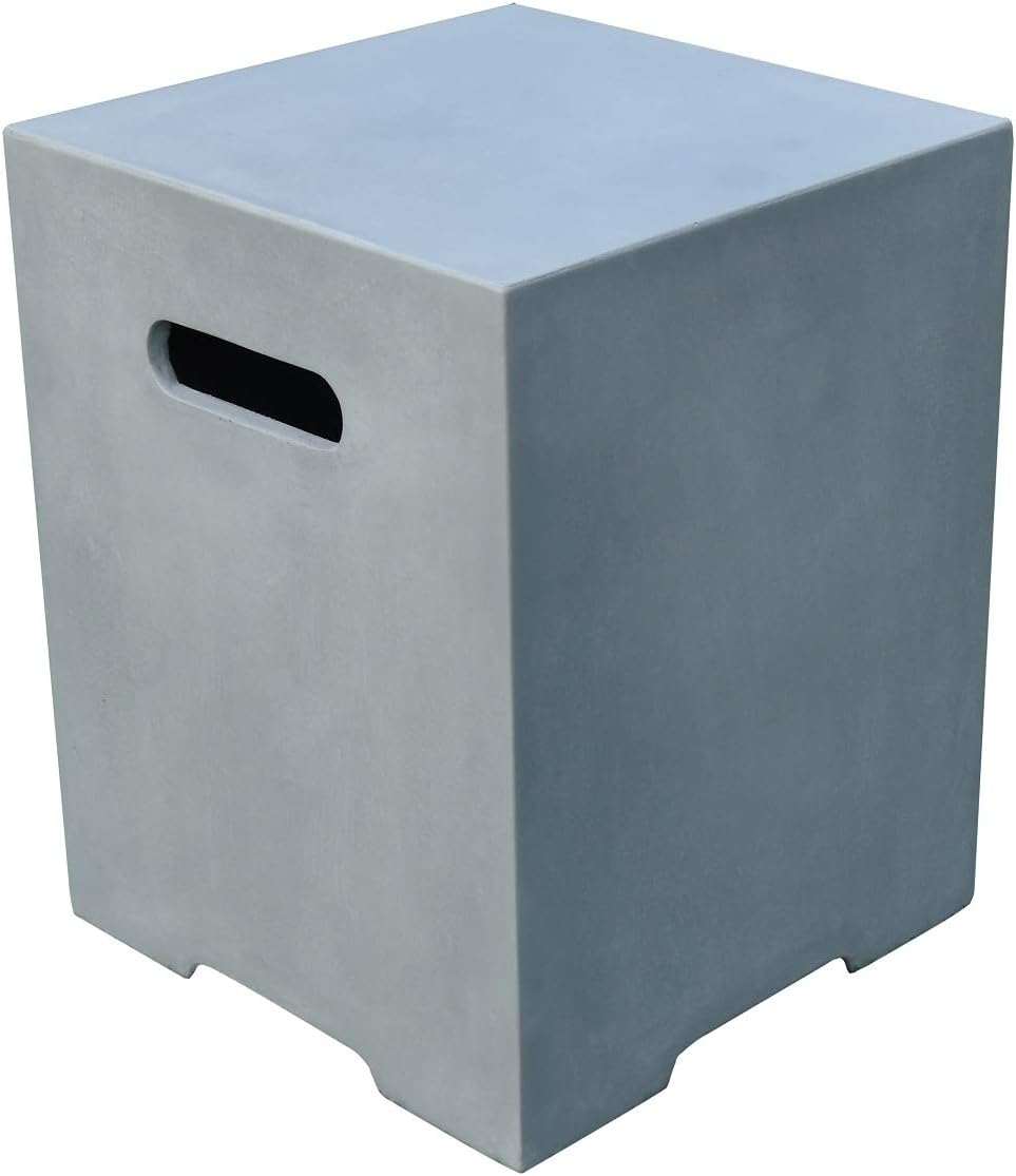 Elementi Outdoor Propane Tank Cover Hideaway Firepit Accessories Side Table - Light Gray - 15.7 x 15.7 x 20