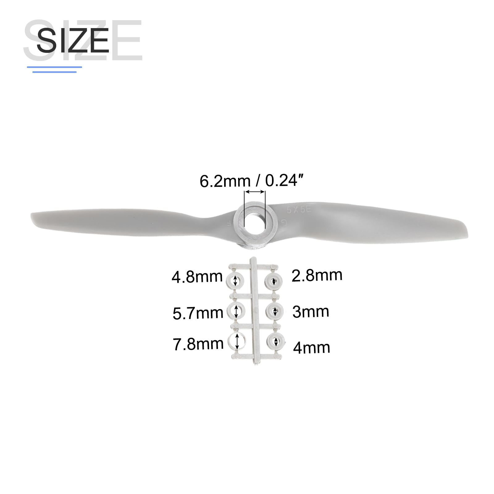 MECCANIXITY 6Pcs 8x4 Inch Propeller RC Propellers 2-Vane Blades Props Gray with Adapter Rings for RC Airplane Aircraft Prop Replacement