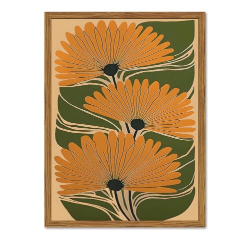 Framed Boho Floral Canvas Wall Art, Vintage Flower Pictures Wall
