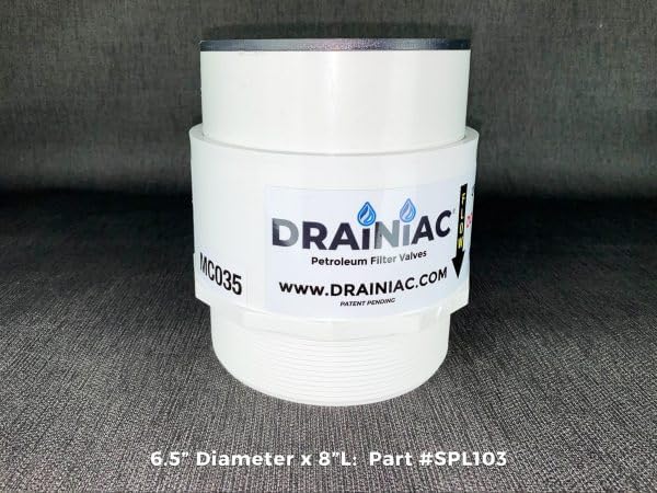 Drainiac® Petroleum Filter Valve: 3.5″ Diameter x 5.5″L with .75 MIPT Fitting