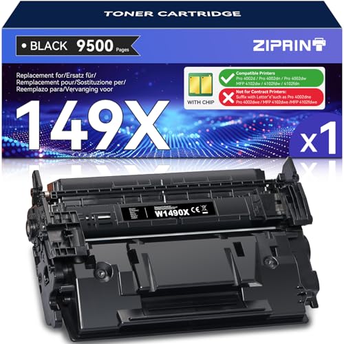 ZIPRINT Tóner 149X (con chip) compatible con HP Laserjet Pro 4002dn 4002dw 4002d 4002 Toner Laserjet Pro MFP 4102fdw 4102dw 4102fdn 4102 Toner 149X 149A W1490X W1490A  1 Negro