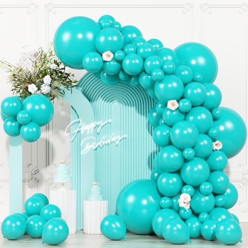 104pcs Teal Balloons Different Sizes Pack - 18/12/10/5 Inch Turquoise Latex Balloons Garland Arch for for Birthday Baby Bridal Shower Gender Reveal Wedding Party Decorations