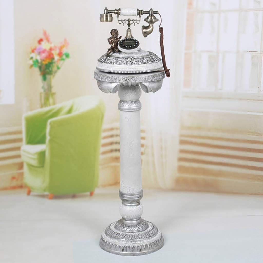 Qdid Antique Telephone, Vintage Retro Landline House Home Phone Handset, Corded Machine Fashion 60s Classic Dial (Color : White-2)