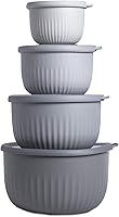 Vista 18 de COOK WITH COLOR Tazones de preparación con tapas - Juego de tazones pequeños de mezcla de plástico anchos y profundos anidables con tapas, juego