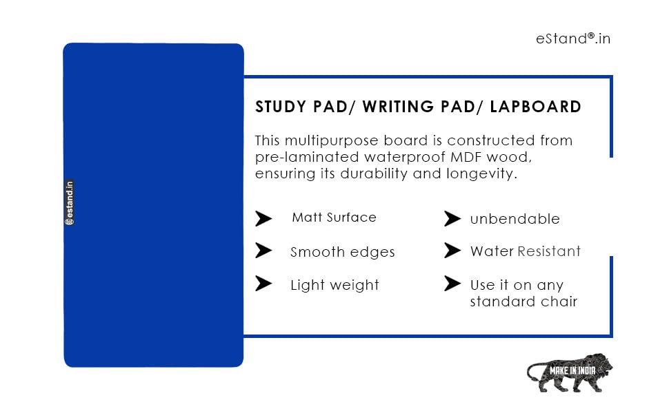 Image of Lap Board for Study | Home | Dining | Office | Laptop | Computer Desk | Reading & Writing | Multi-Purpose | Made in India | (Blue, LB-16X24-BLUE)
