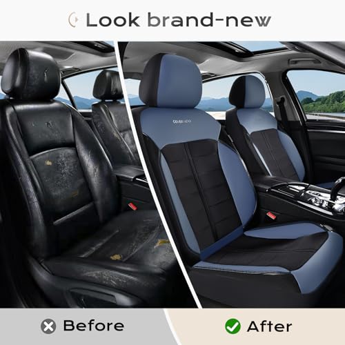 Image of Coverado Seat Cover, Car Seat Cover Front Seats, 3D Air Mesh Breathable Seat Protectors Sports Carbon Fiber Design Airbag Compatible Comfort Universal for Most Cars, Van,Trucks, SUV, Black&Blue