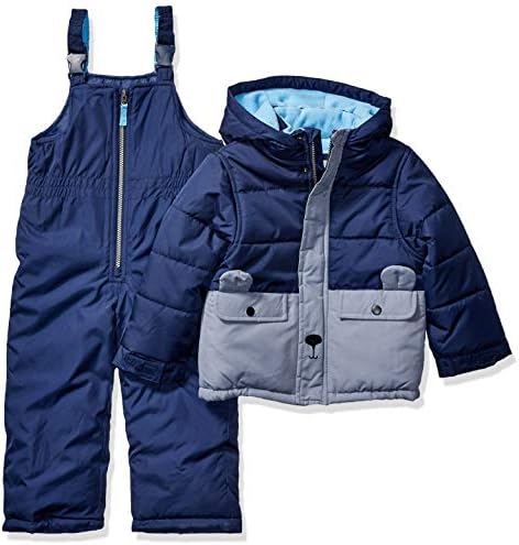 Carter's Boys' Toddler Heavyweight 2-Piece Skisuit Snowsuit, navy bear, 4T