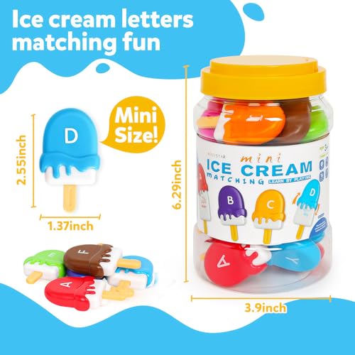 Image of TSYAN Letters Matching Ice Cream Alphabet Learning Toys,Counting Animals and Color Sorting Set Preschool Learning Activities Stacking Toys,Upper & Lowercase ABC Game Fine Motor Toys Gift for Kids